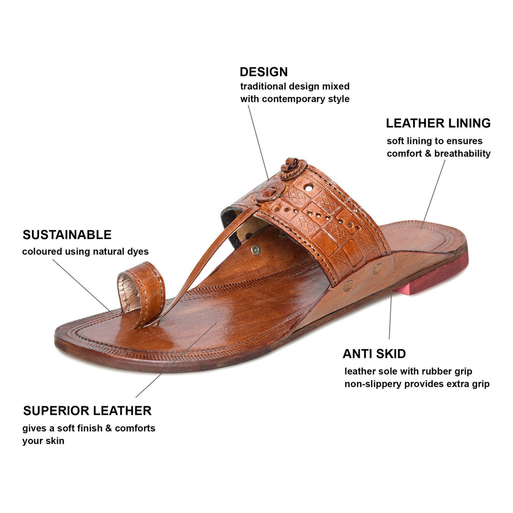 Stepsoft Men’S Leather Kolhapuri Chappals – Traditional Ethnic Footwear | Grocsy