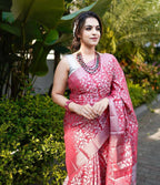 DEIANA'S Beautiful Designer Golden zari Soft Lichi Silk Saree - Pink | Grocsy
