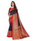 Vamika Navy Blue Printed Art Silk Saree | Grocsy