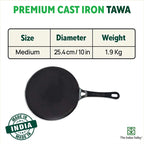 The Indus Valley CASTrong Cast Iron Concave Tawa, Pre-seasoned, Nonstick, 100% Pure, Toxin-free, Spatula, 25.4cm, 1.9kg | Grocsy