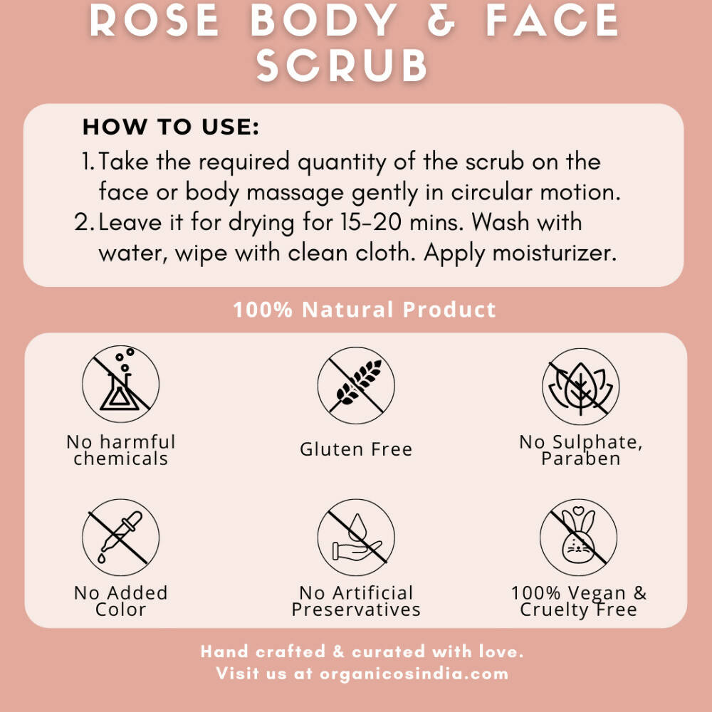 Organicos Rose Face & Body Scrub | Grocsy