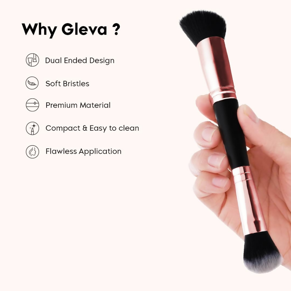 Gleva Multipurpose Kabuki Makeup Brush Dual-Ended Foundation Brush - Dark Brown | Grocsy