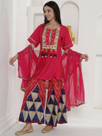 Joban Fashion Pink Kuslin Sharara Suit Set | Grocsy