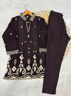 Teeya Creation Women Wine Printed Cotton Kurti With Trousers Co-Ord Set | Grocsy