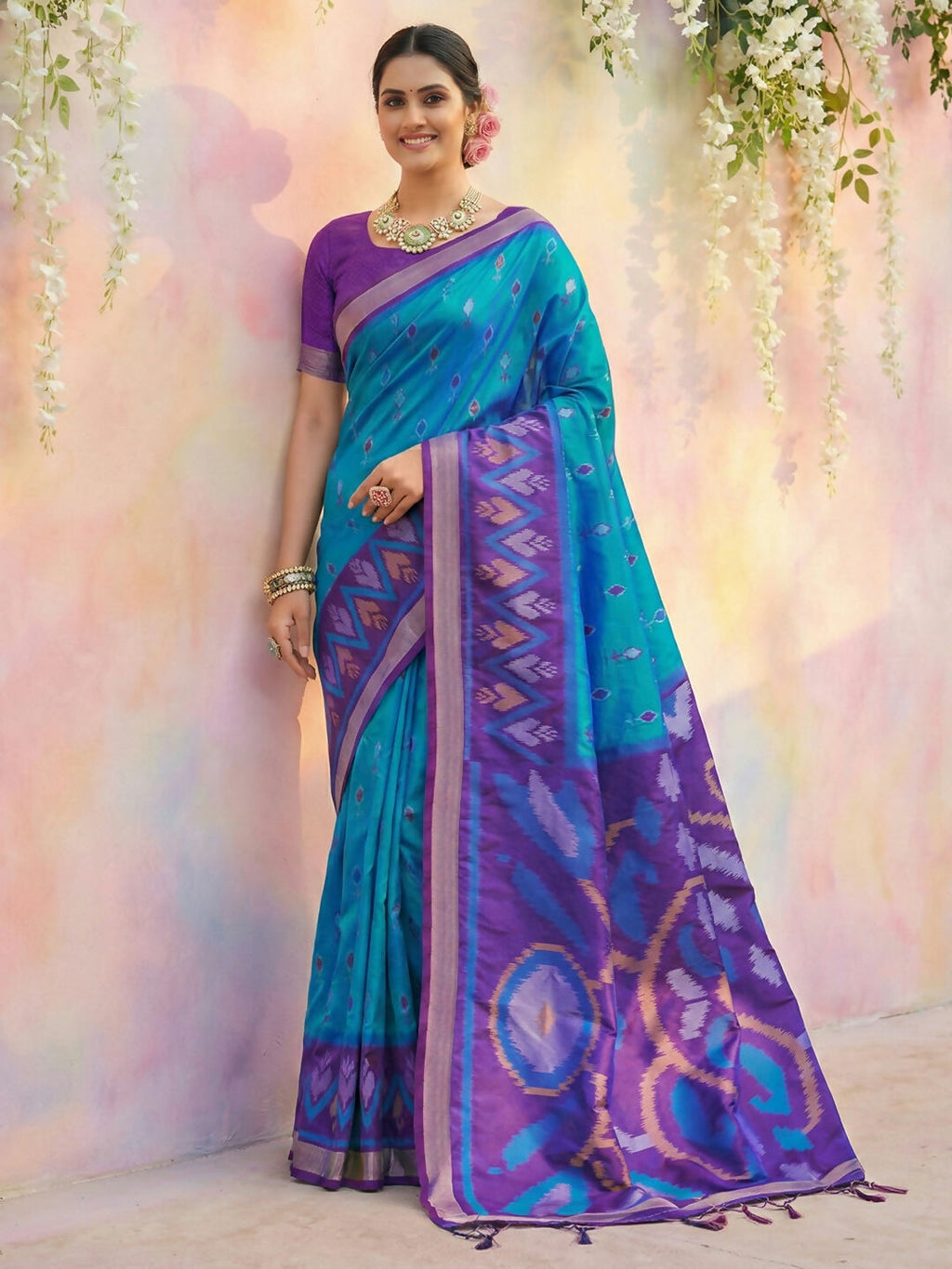 Shree Shyam Fashion Blue Soft Silk Saree | Grocsy