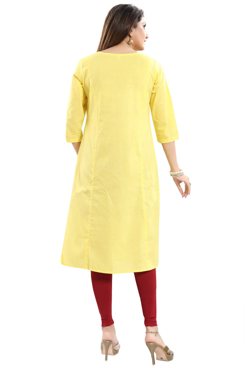 Snehal Creations Vibrant Yellow Cotton Long Chicken Tunic | Grocsy