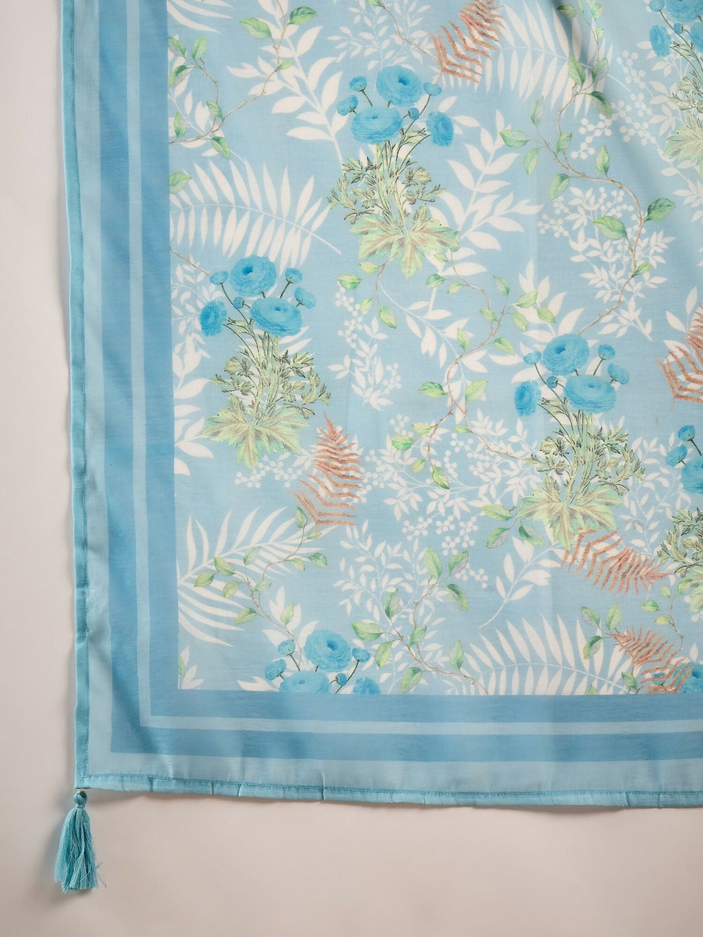 Blue Crystal Organza schiffli embroidery Kurta With Trouser & Dupatta - Bhumi | Grocsy