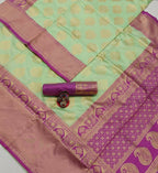 DEIANA'S Beautiful Designer Golden zari Soft Lichi Silk Saree - Pista | Grocsy