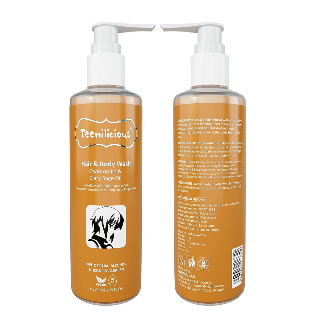 Teenilicious Hair & Body Wash With Chamomile & Clary Sage Oil | Grocsy