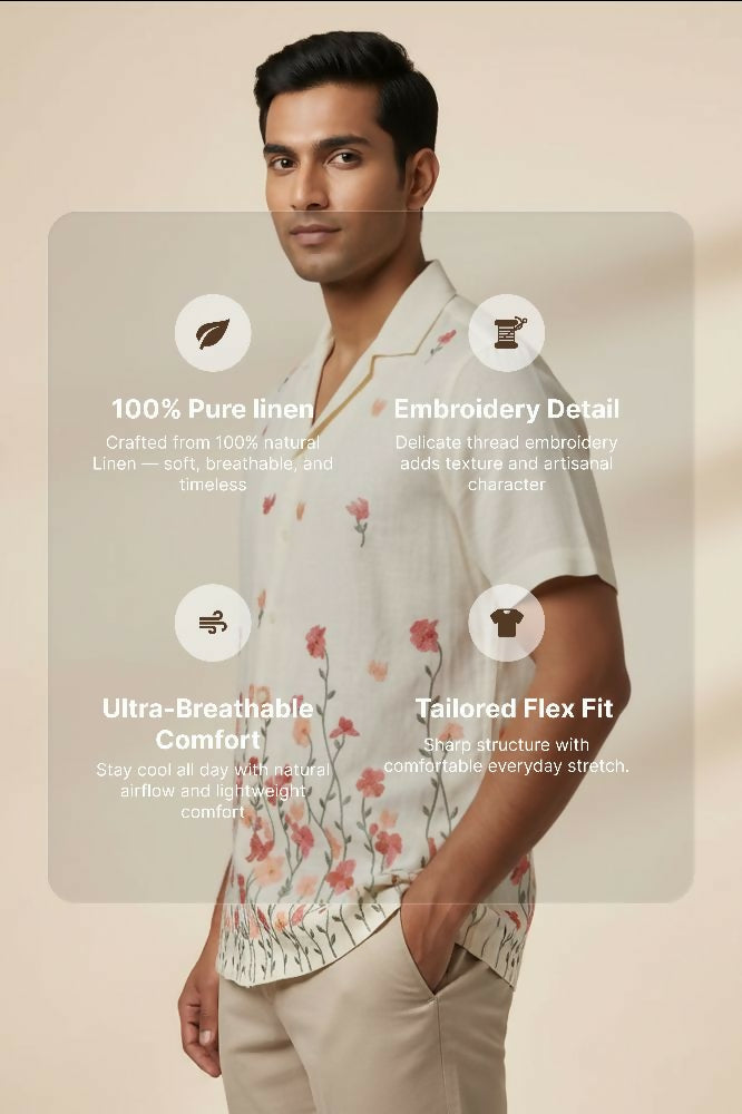 Meadow — Floral Embroidered Linen Shirt by Hilo Design | Grocsy