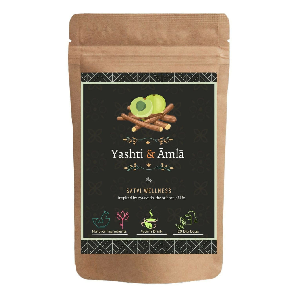 Satvi Wellness Yashtimadhu Amla Tea | Yashti Amala | Blend Of Liquorice And Indian Gooseberry | Herbal Tea | Grocsy