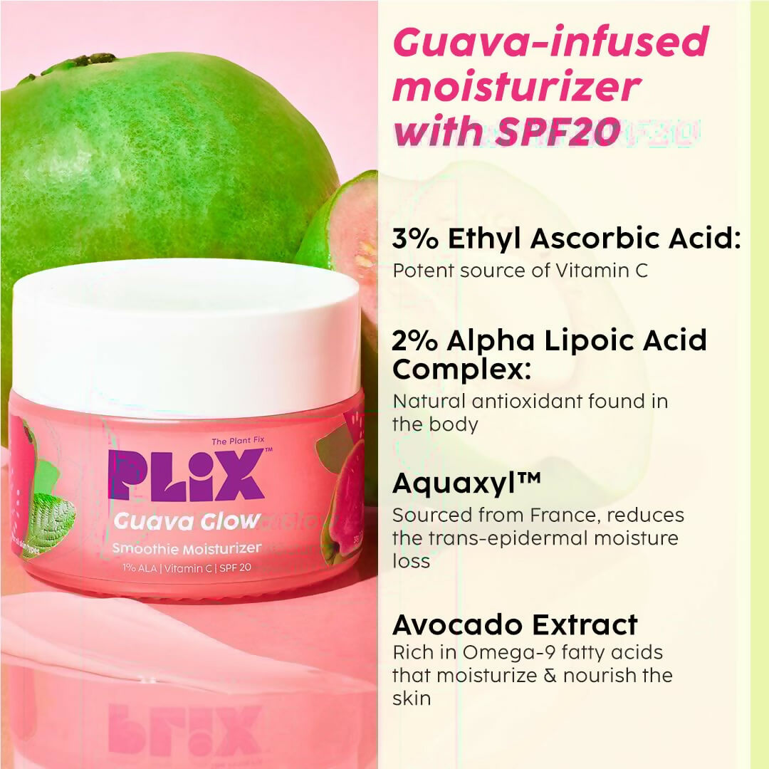 PLIX The Plant Fix Avocado Ceramide Moisture Rush Juicy Cleanser and Guava Moisturizer Combo | Grocsy