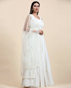 White Pure Viscose Georgette Sequence Embroidery work Lehenga Choli with Dupatta - Aakriti | Grocsy