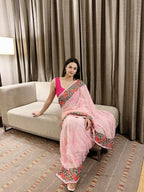 Vamsee Sandhya Pink Georgette Saree | Grocsy