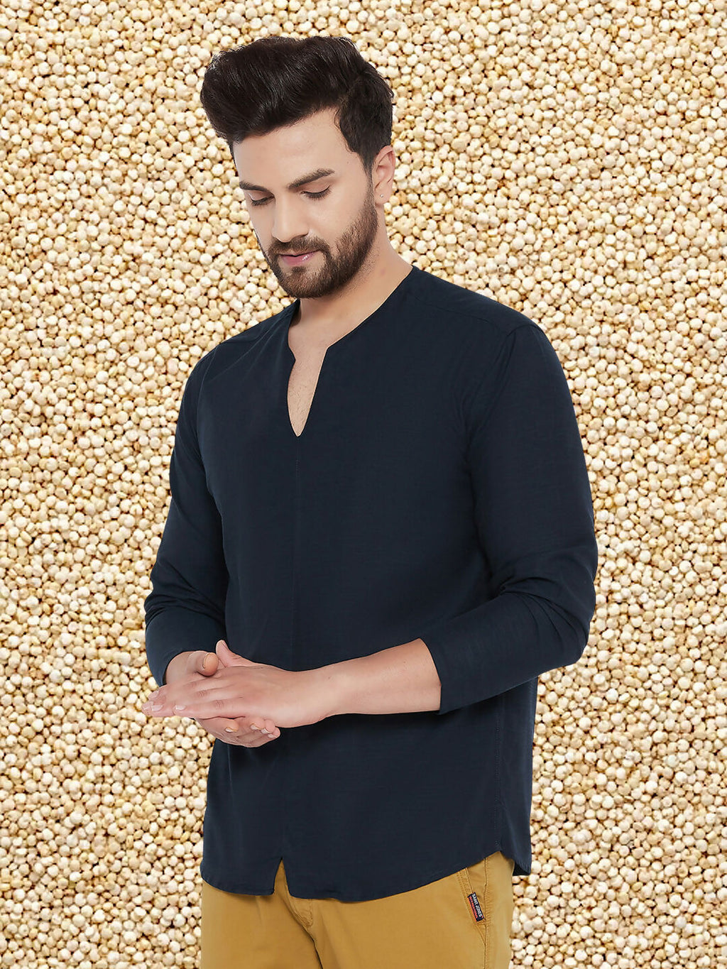 Even Apparels Men's Pure Cotton Blue Kurta | Grocsy