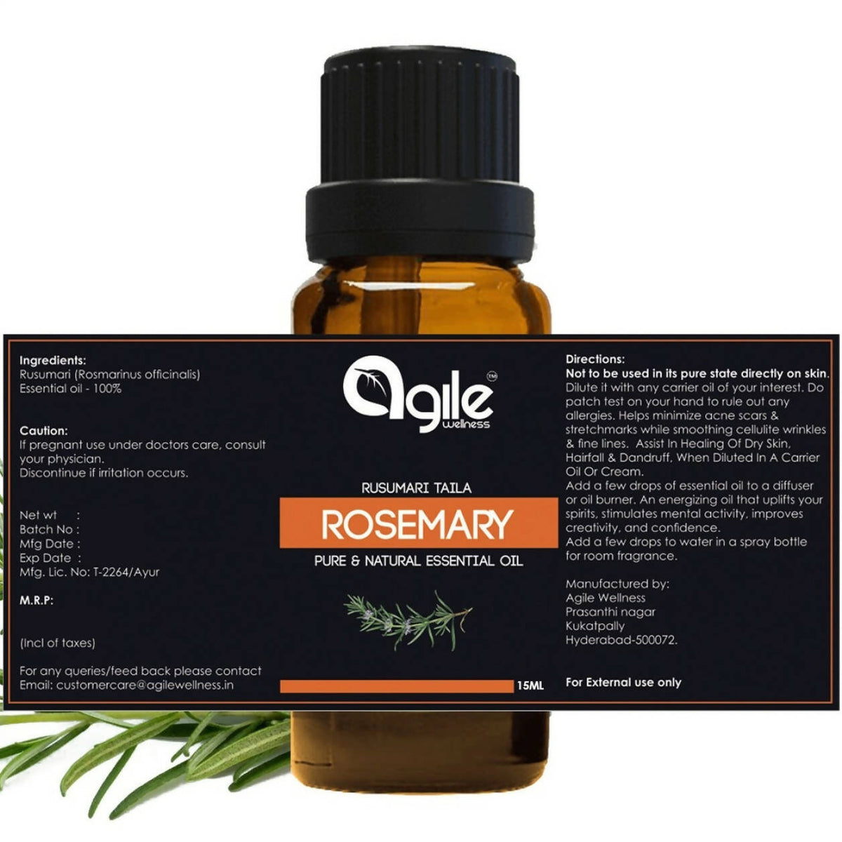 Agile Wellness Rosemary Carrier Oil | Grocsy