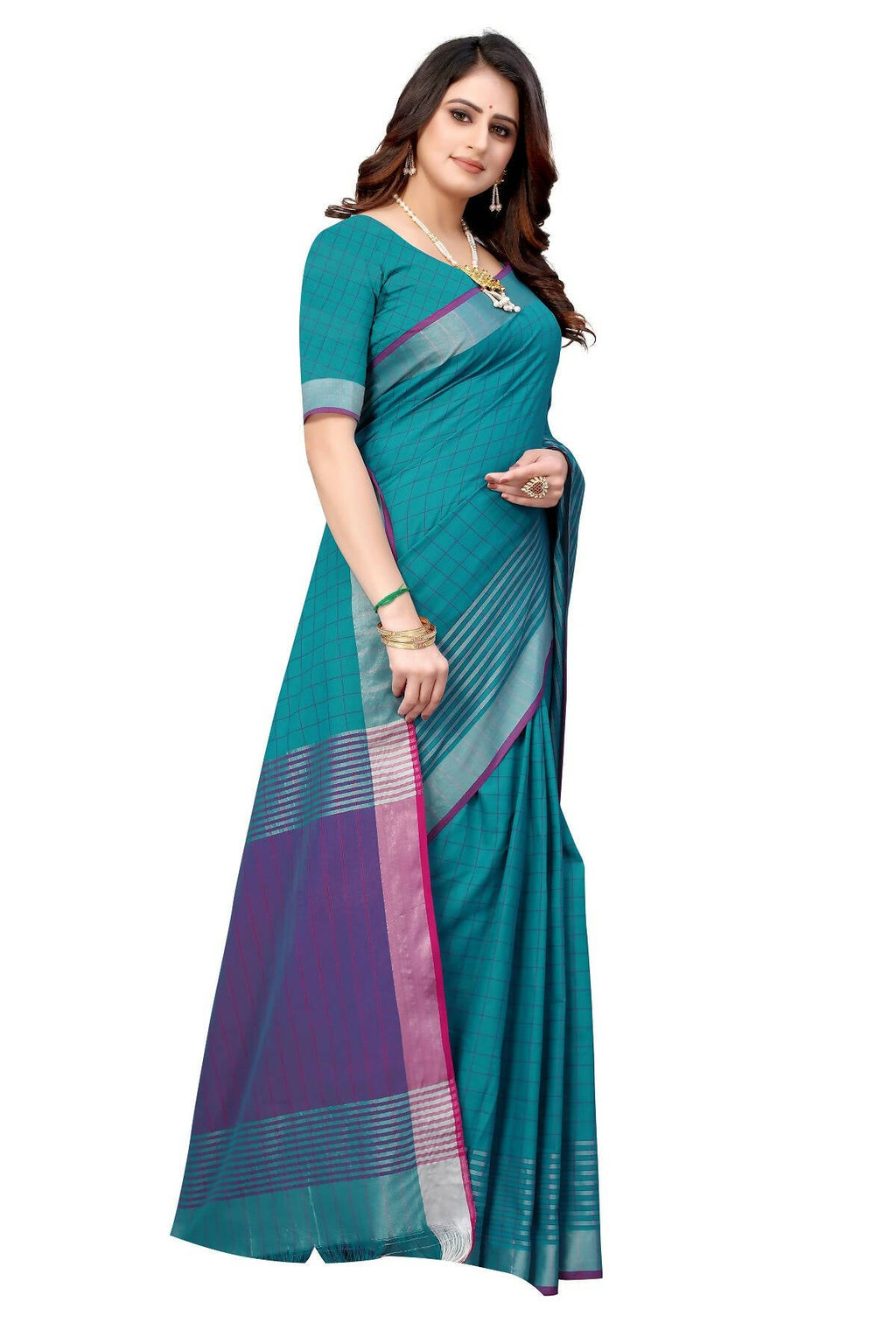 Vamika Blue Cotton Silk Saree | Grocsy
