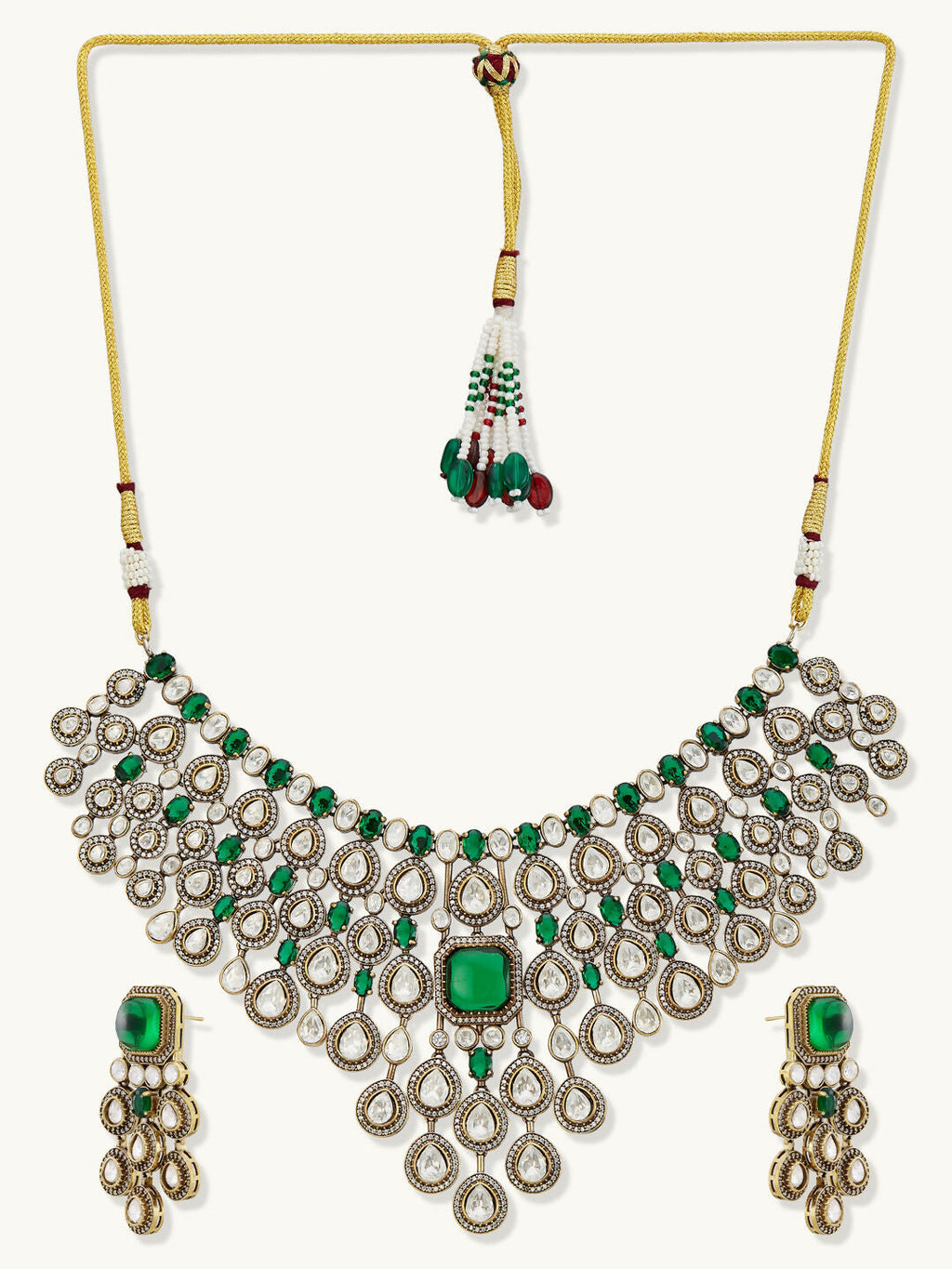 Nuyug Ethereal Kundan Necklace Set | Grocsy