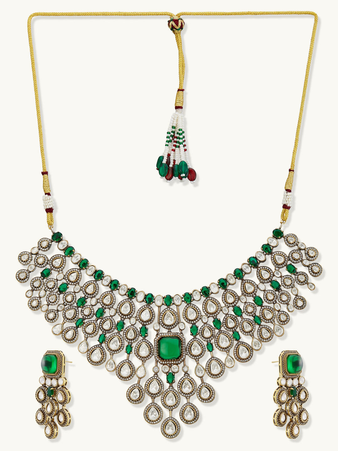 Nuyug Ethereal Kundan Necklace Set | Grocsy