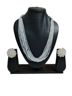 Inhanns Bloom Handmade Beaded Necklace With Earrings - 12 Layers - Ivory | Grocsy