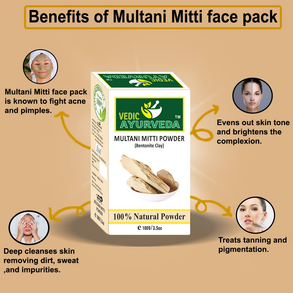 VedicAyurveda Multani Mitti Powder | Grocsy