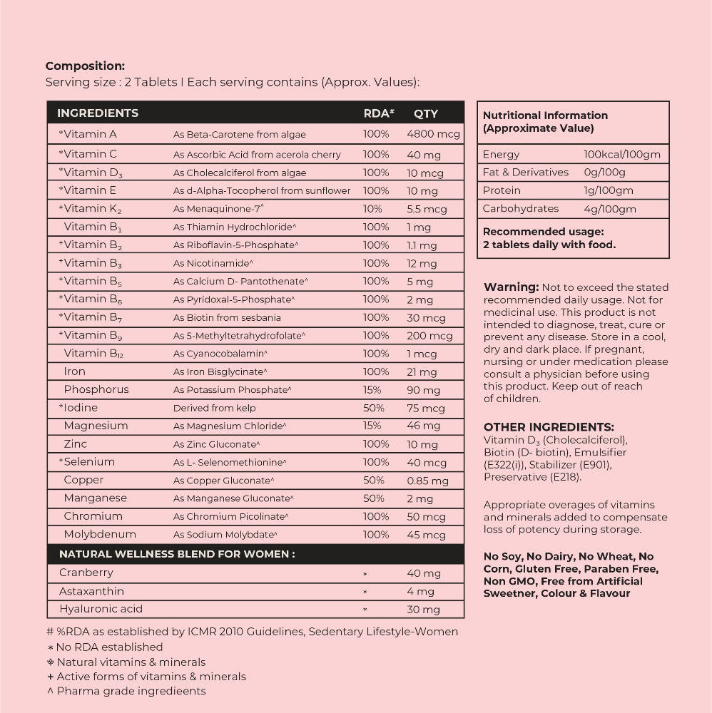 Cureveda Essential Multivitamins For Women Tablets | Grocsy
