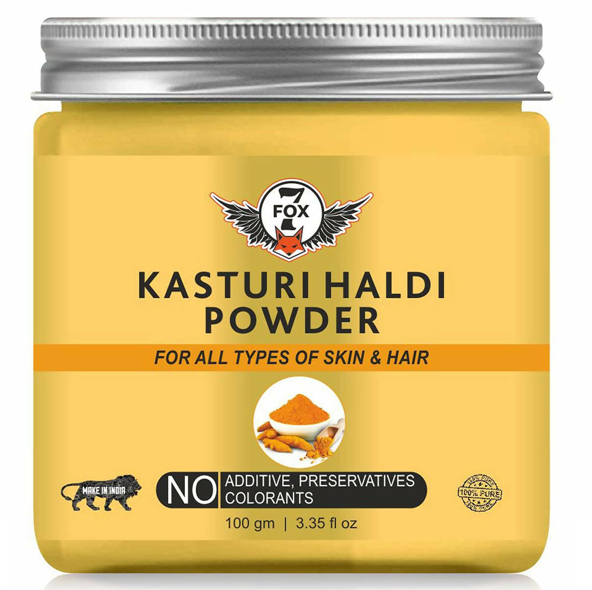 7 Fox Organic Kasturi Haldi Powder, 100% Pure, No Additives | Grocsy