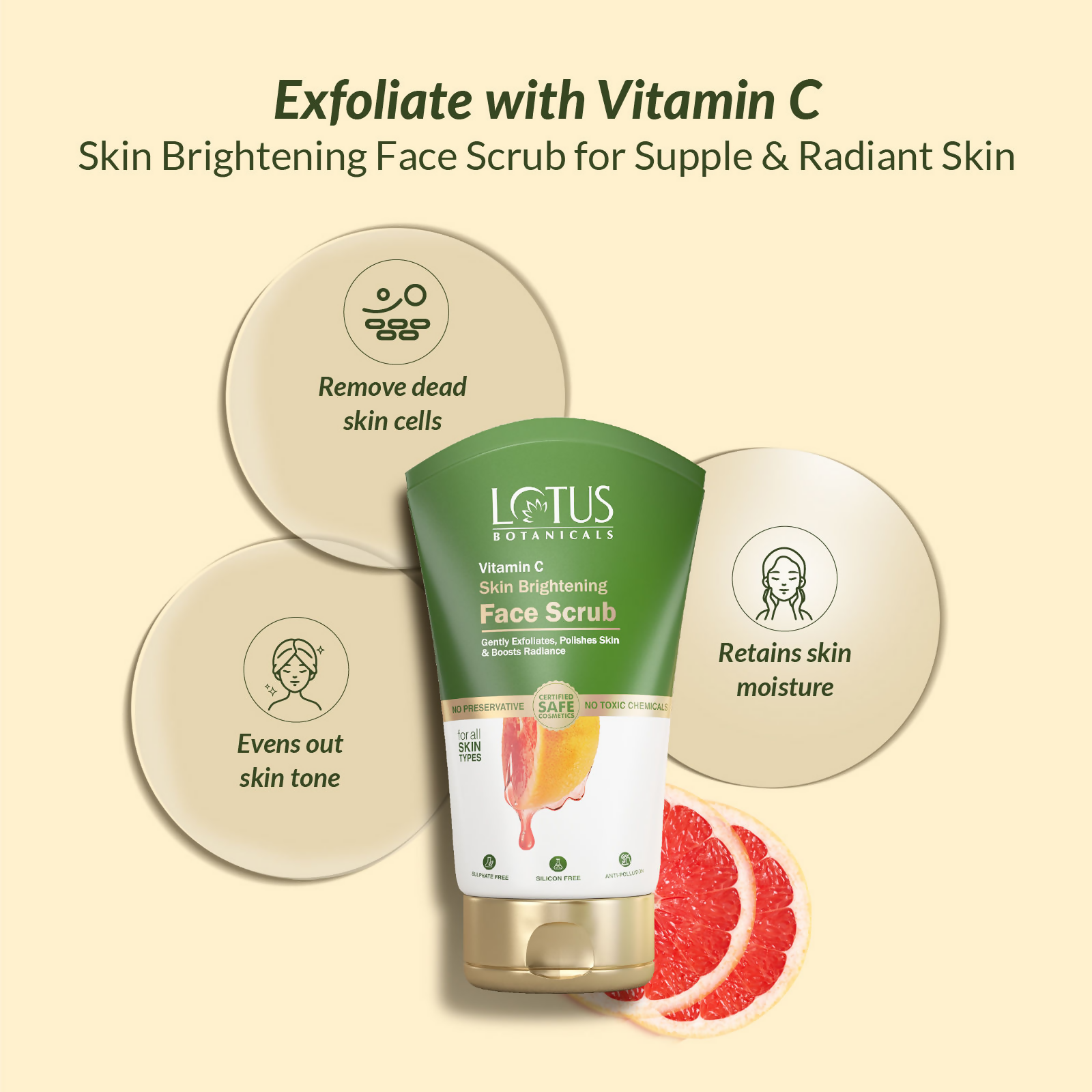 Lotus Botanicals Vitamin C Skin Brightening Face Scrub | Grocsy