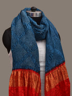 Teal and Red Bandhani Kanchipuram Silk Handloom Dupatta with Border Design - Global Threads | Grocsy