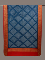 Teal and Red Bandhani Kanchipuram Silk Handloom Dupatta with Border Design - Global Threads | Grocsy
