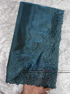 Evanik Teal Glass Satin Jecquard Weaving With Thread Sequence Work Saree With Blouse | Grocsy