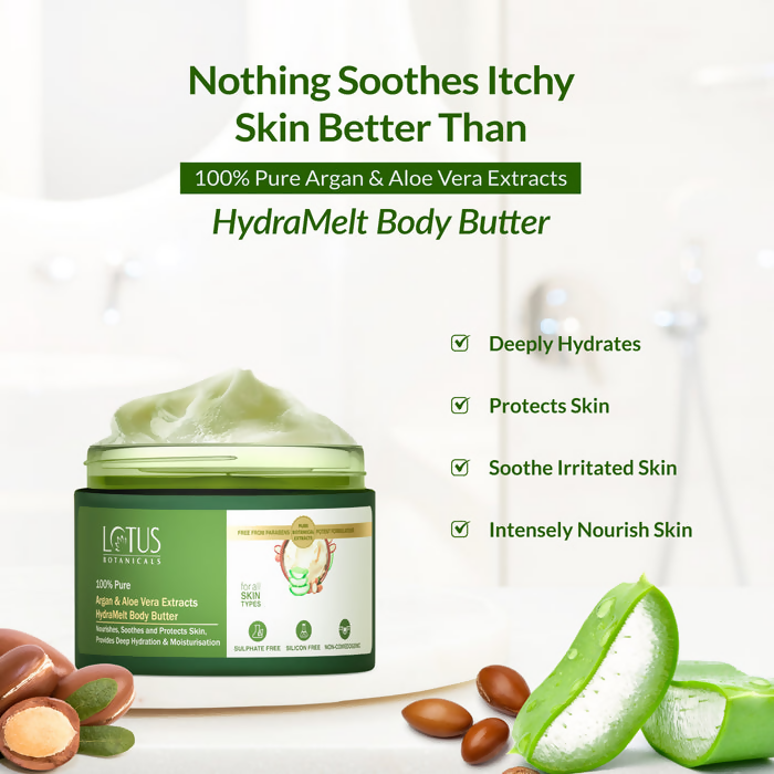 Lotus Botanicals 100% Pure Argan & Aloe Vera Extracts HydraMelt Body Butter | Grocsy