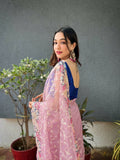 Vamsee Rupali Pink Organza Saree | Grocsy