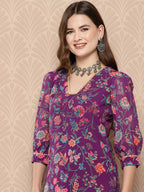 Ahalyaa Women's Traditional wear Kurta Set - Purple | Grocsy