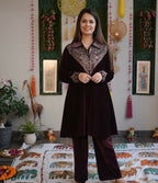Vastranavya Purple Velvet Sequence Embroidery Work Top With Palazzo | Grocsy