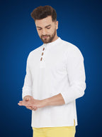 Even Apparels Men's Pure Cotton White Kurta | Grocsy