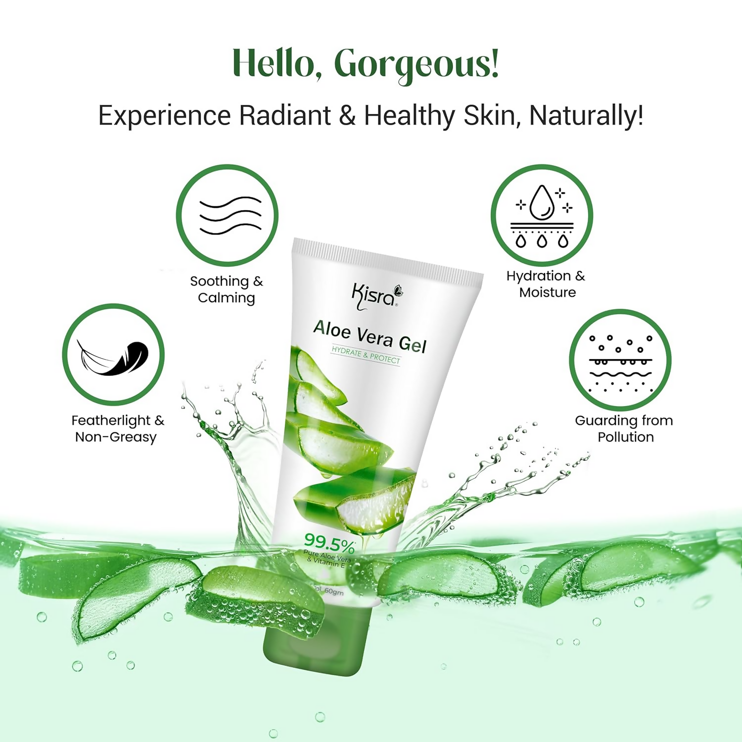Kisra 99.5% Pure & Organic Aloe Vera Gel | Grocsy