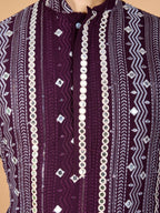 Vastranavya Purple Exclusive Festival Wear Pure Viscose Rayon Sequence & Foil Mirror Heavy Embroidered Work Kurta | Grocsy