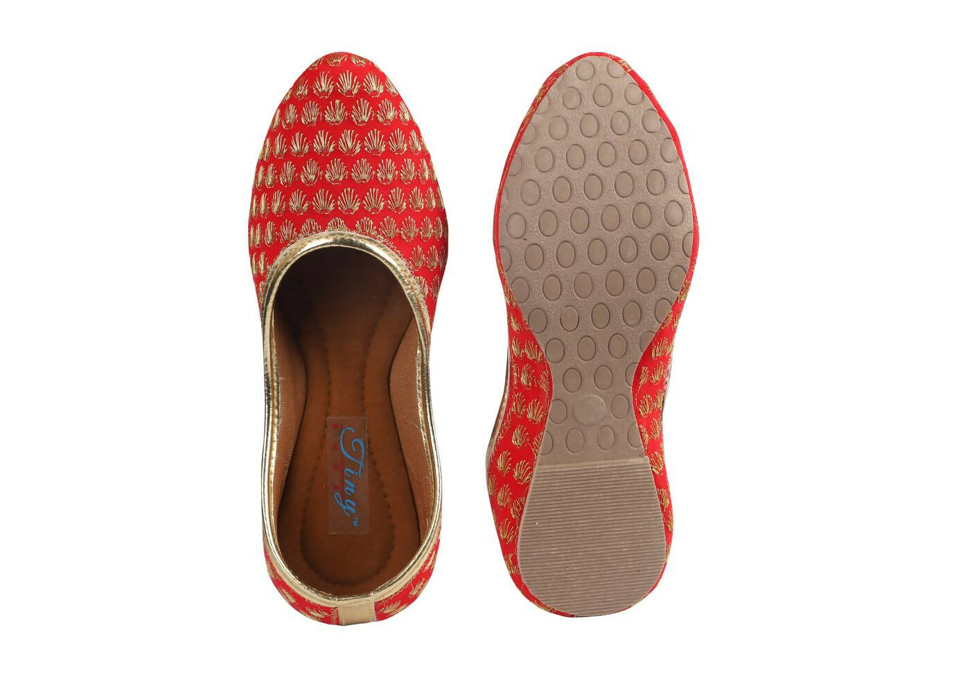 Tiny Bugs Girls Sequin Detailing Ethnic Juttis - Red | Grocsy