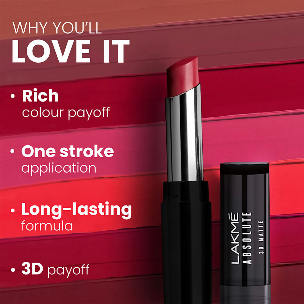 Lakme Unreal 3D Slim Bullet Lipstick, For Glamorous Lips With Added Dimension, Matte, Wine Flair | Grocsy