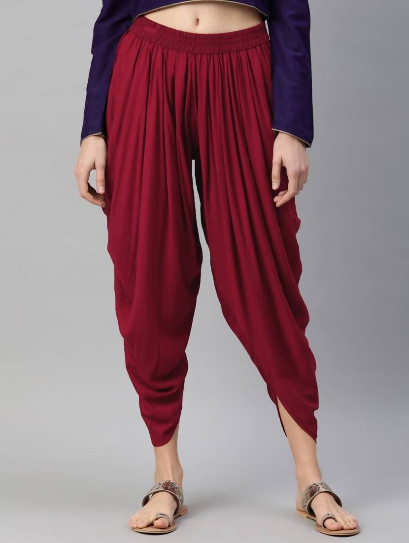 Cheera Women’s Maroon Dhoti Pant CH08D | Grocsy