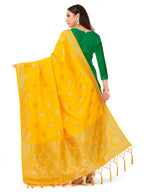 Mimosa Women's Gold Banarasi Art Silk Dupatta | Grocsy