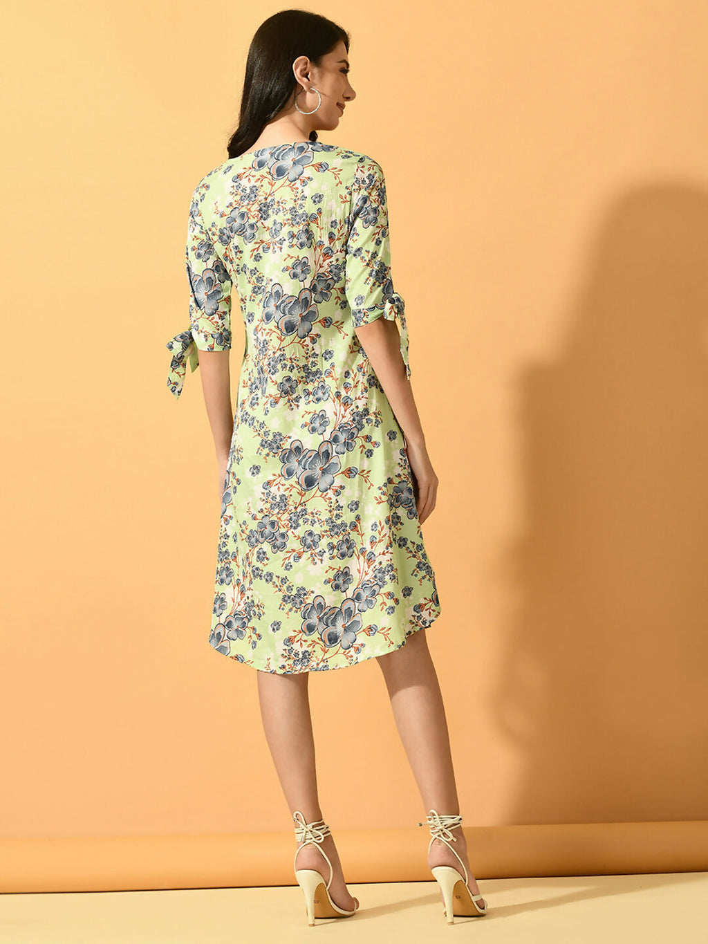 Myshka Women's Lime Green A-Line Party Dress | Grocsy