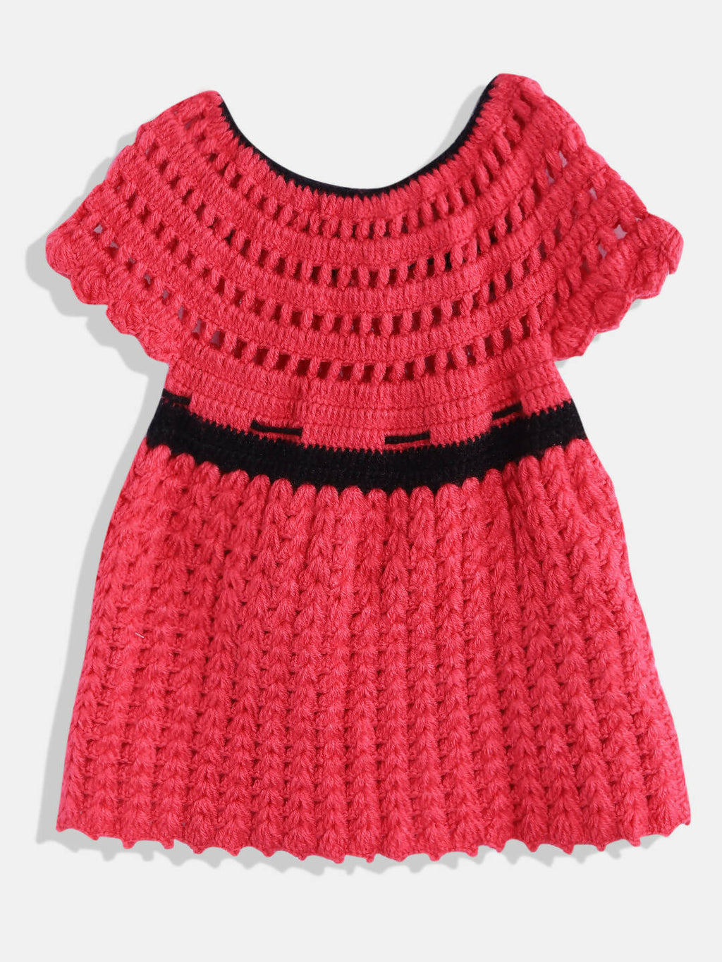 ChutPut Hand knitted Crochet Wool Queen Dress - Pink | Grocsy