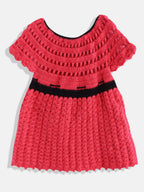ChutPut Hand knitted Crochet Wool Queen Dress - Pink | Grocsy