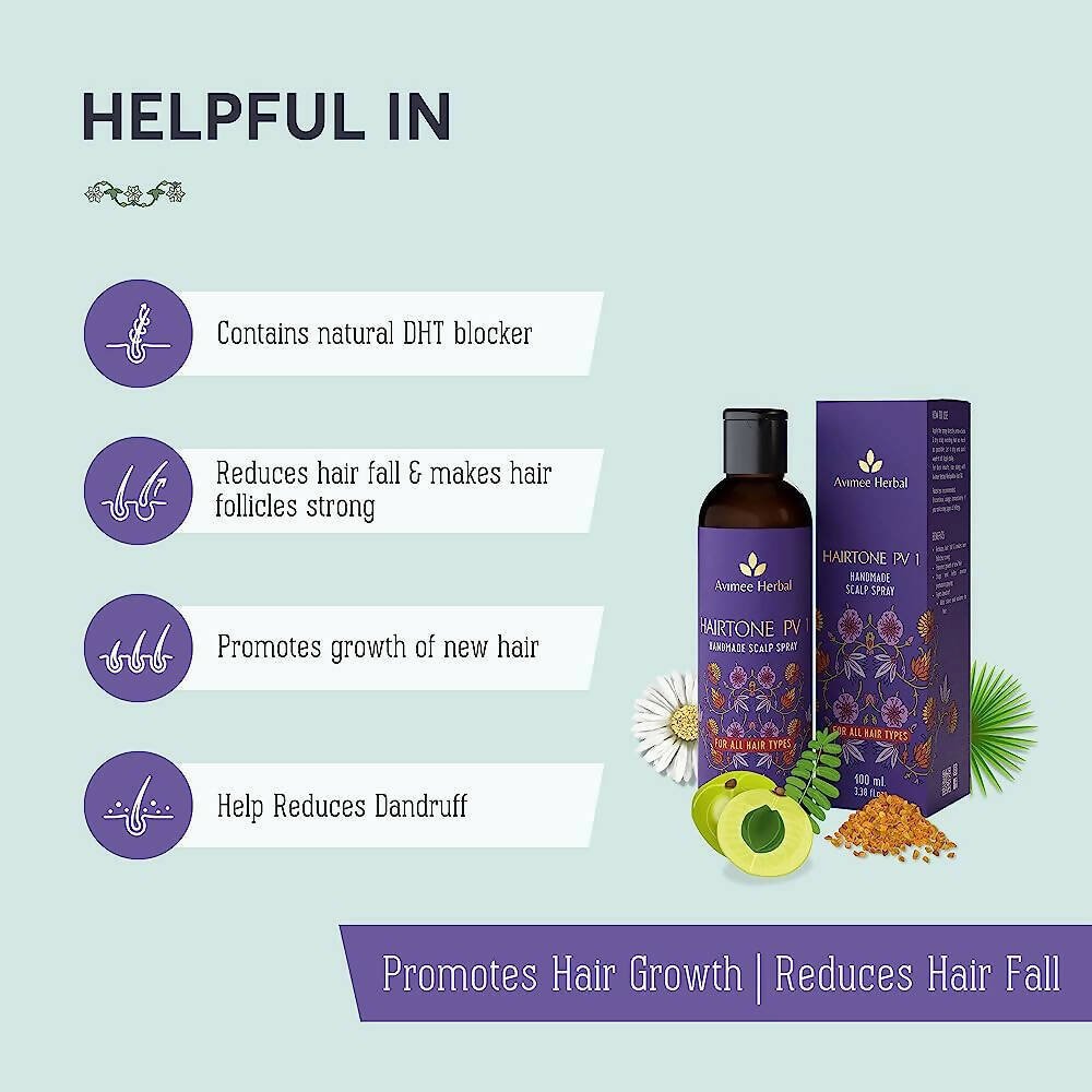 Avimee Herbal Hair Tone Pv 1 Scalp Spray Natural DHT Blocker, With Saw Palmetto, Amla, Methi & Bhringraj Extracts | Grocsy