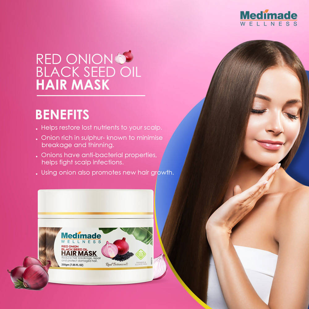 Medimade Wellness Red Onion & Black Seed Oil Hair Mask | Grocsy