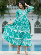 The52 Women's Gorgeous Flared Printed French Crepe Dress | Grocsy