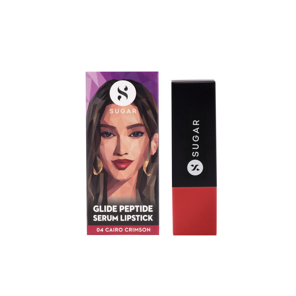 SUGAR Glide Peptide Serum Lipstick with Vitamin E - 04 Cairo Crimson | Grocsy