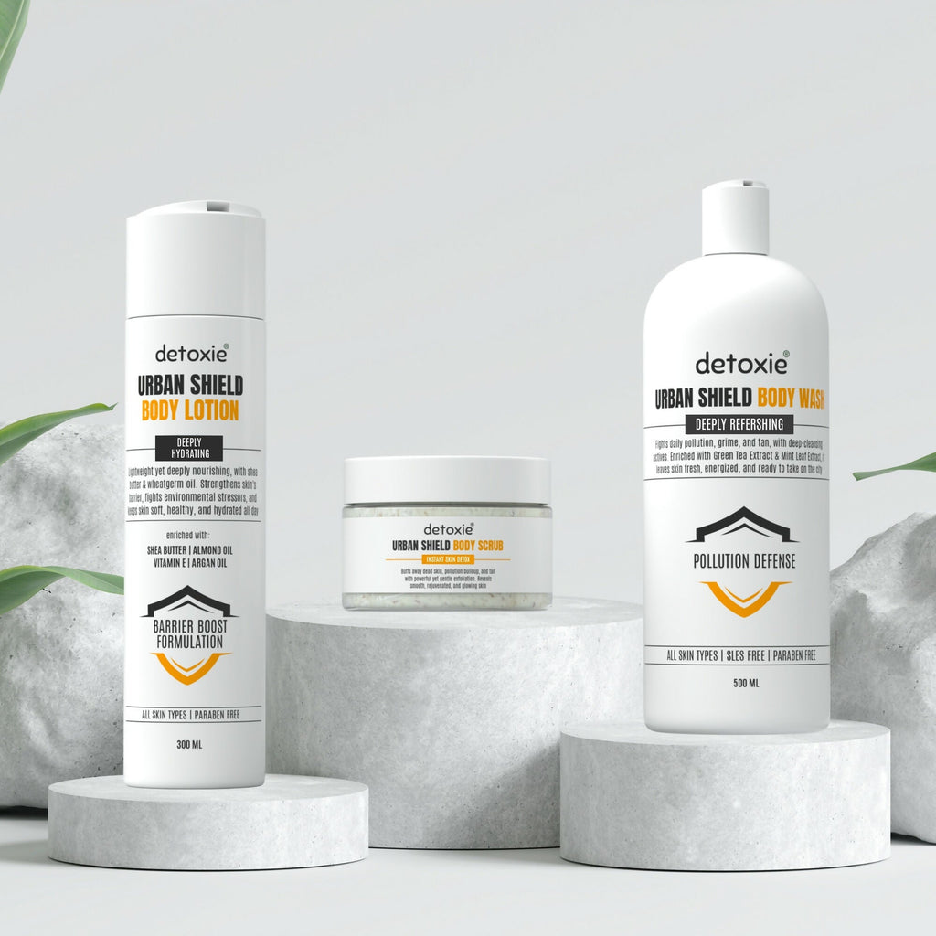 Detoxie Body Wash Lotion & Scrub Combo - Urban Shiled | Grocsy